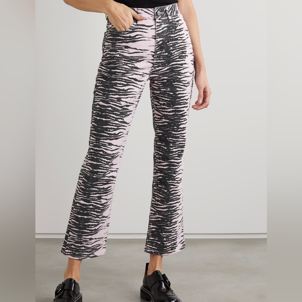 GANNI pink zebra high waist jeans 26